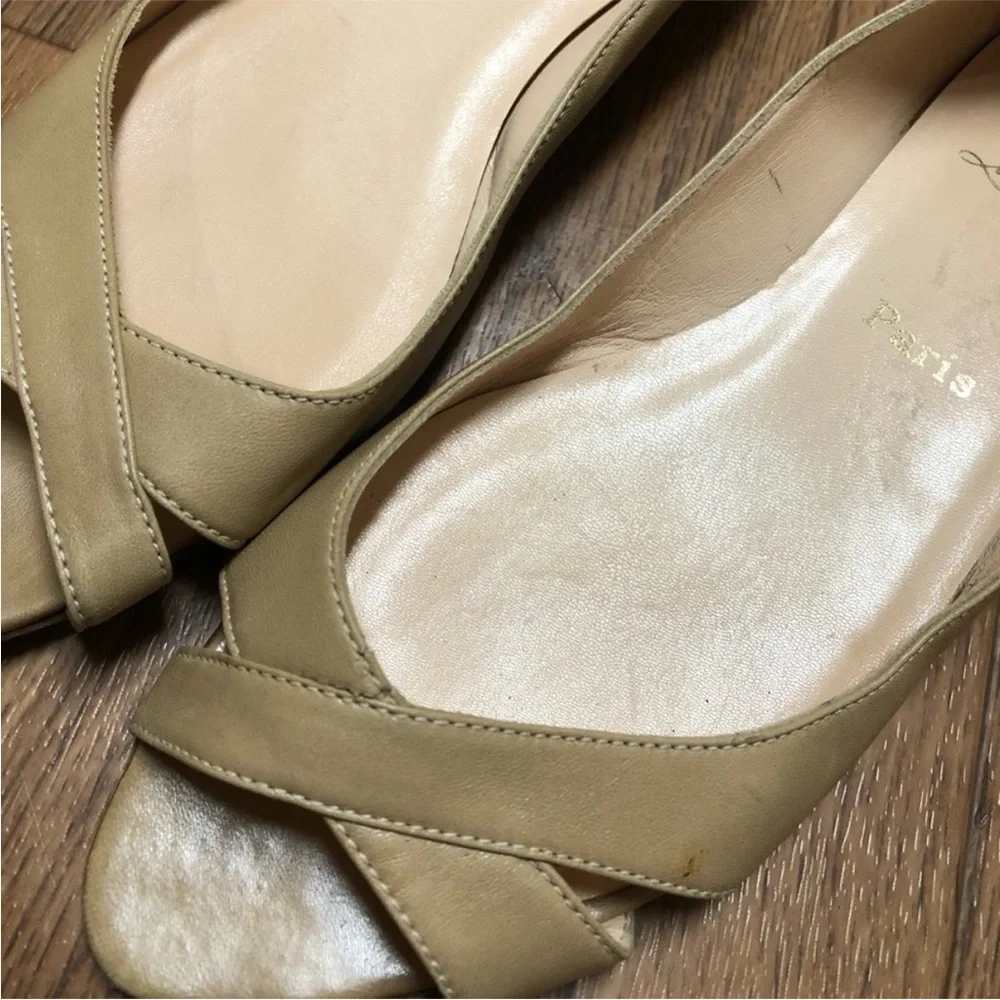 Christian Louboutin Beige Peep-Toe Heels - Picture 4 of 10
